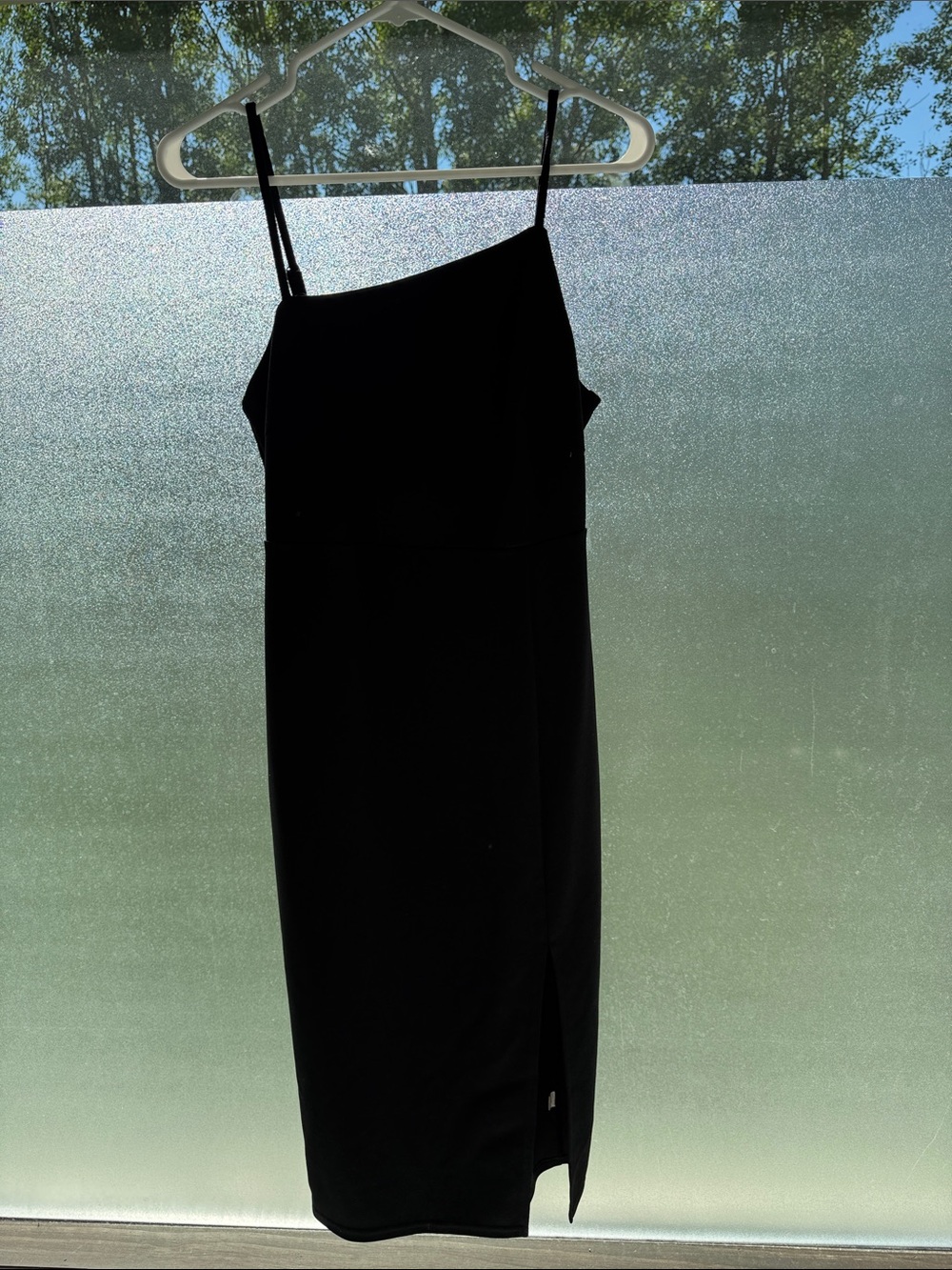Black Asymmetric Slip Midi Dress - Classic Women's Dress